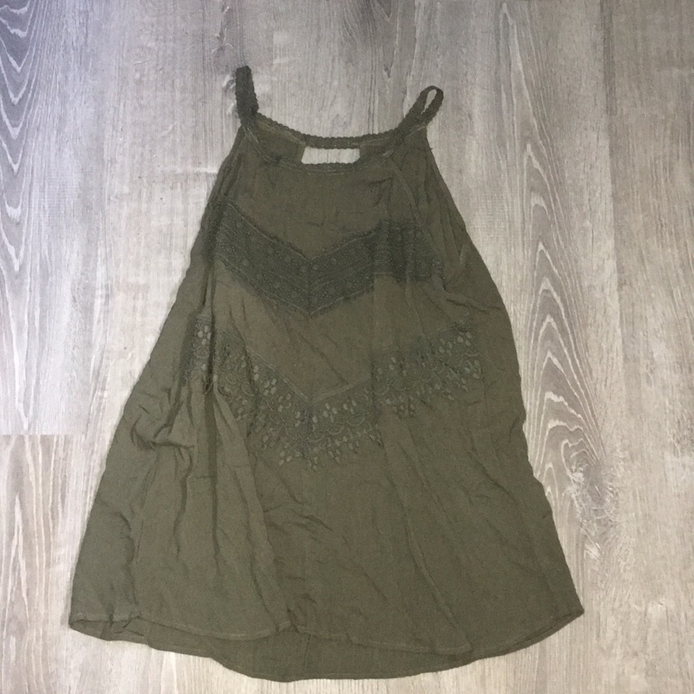 green halter tank top